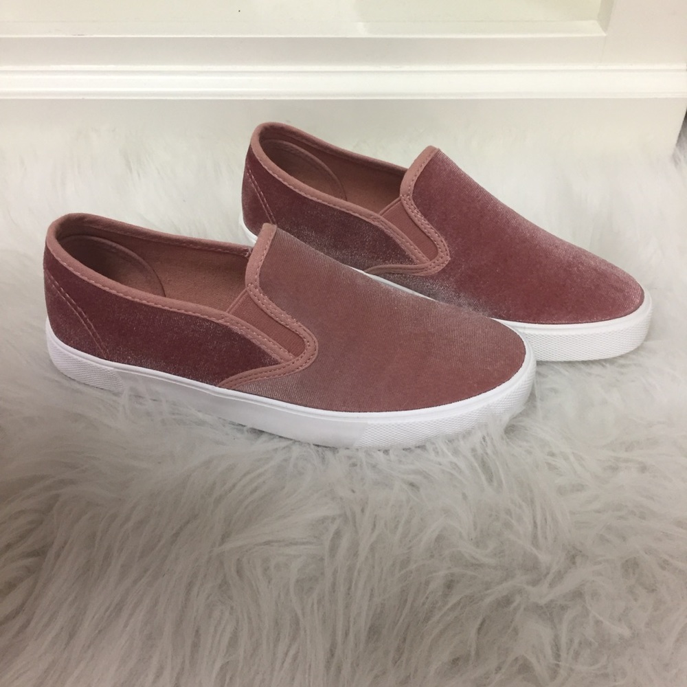 Black Velvet Slip On Sneakers